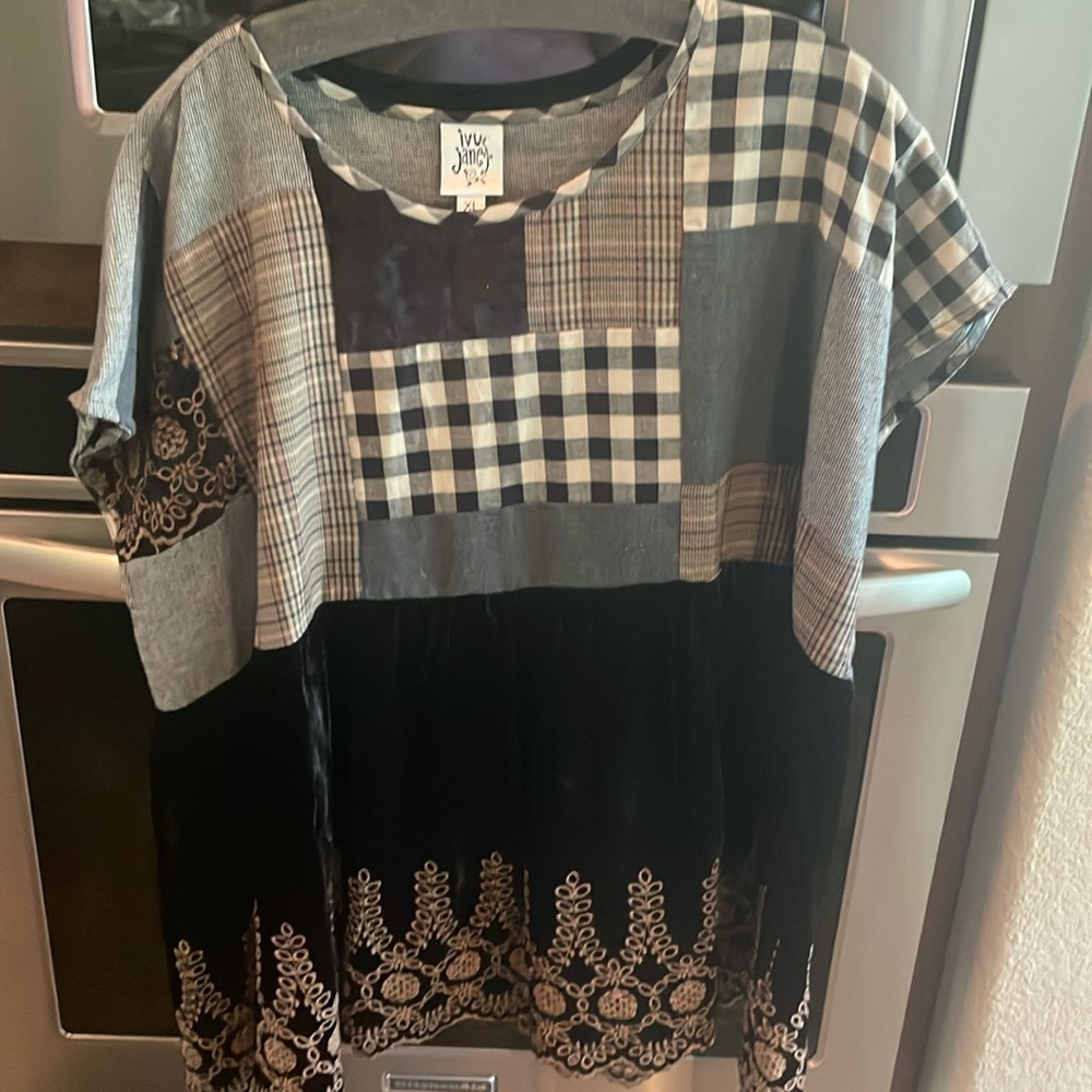 Ivy Jane Patchwork Blouse - Black, Brown, Cream